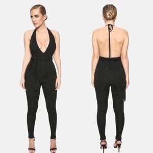 Naked Wardrobe Black Halter Jumpsuit